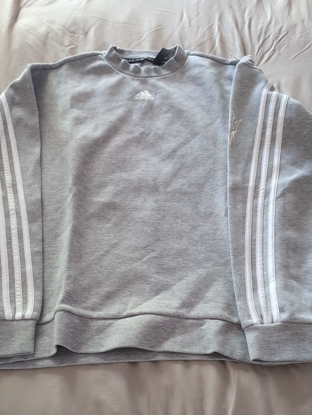 adidas Light Gray Crewneck Sweatshirt with White Three-Stripes